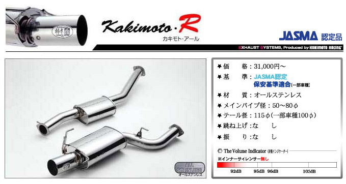 柿本改 Kakimoto・R マフラー HS356 （JASMA認定）詳細。DAC