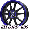 EXPLODE RBS 15インチ×5.0J 4H-100 +45 ブラック/ブルークリア(1本)●ディスク突出:4mm ●ハブ高:34mm ●付属品:センターキャップ(レッドオーナメント、ブルーオーナメント、別にブラックオーナメント1枚付属)、エアバルブの詳細はクリック!