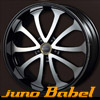juno Babel（ジュノゥ バベル） 22インチ×9.0J 5H-114.3 +35 カラー：2.RBP ・RIM-BLACK / DISK-POLISH（1本）●付属品：ブラックエアーバルブ、センターキャップ　●ハブ高：58mm　●ハブ径：φ73の詳細はクリック！